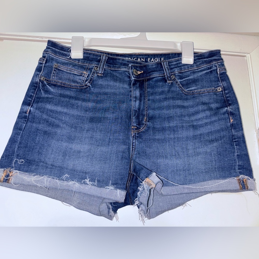 American Eagle Outfitters Medium Wash High Rise Shortie Jean Shorts